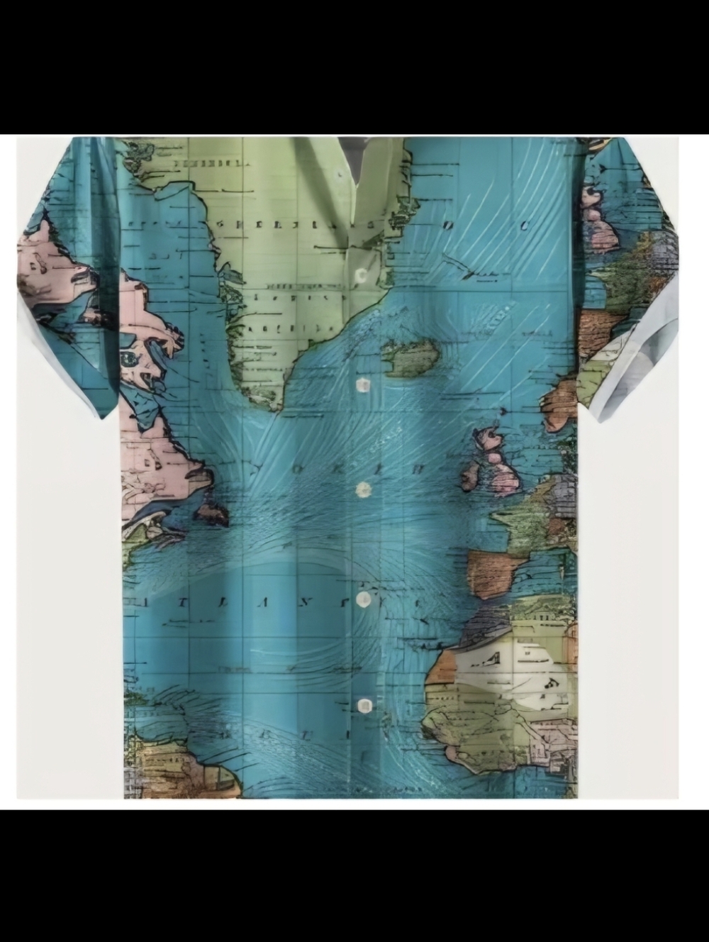NEW MEN CHIC WORLD'S MAP BUTTON DOWN FRONT COLLAR SHIRT SIZE: 2XL - Picture 2 of 3